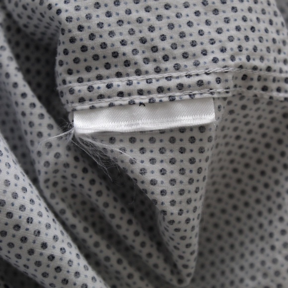 White & Navy Blue Polka Dot Short Sleeve Button Down Shirt - Picture 9 of 9